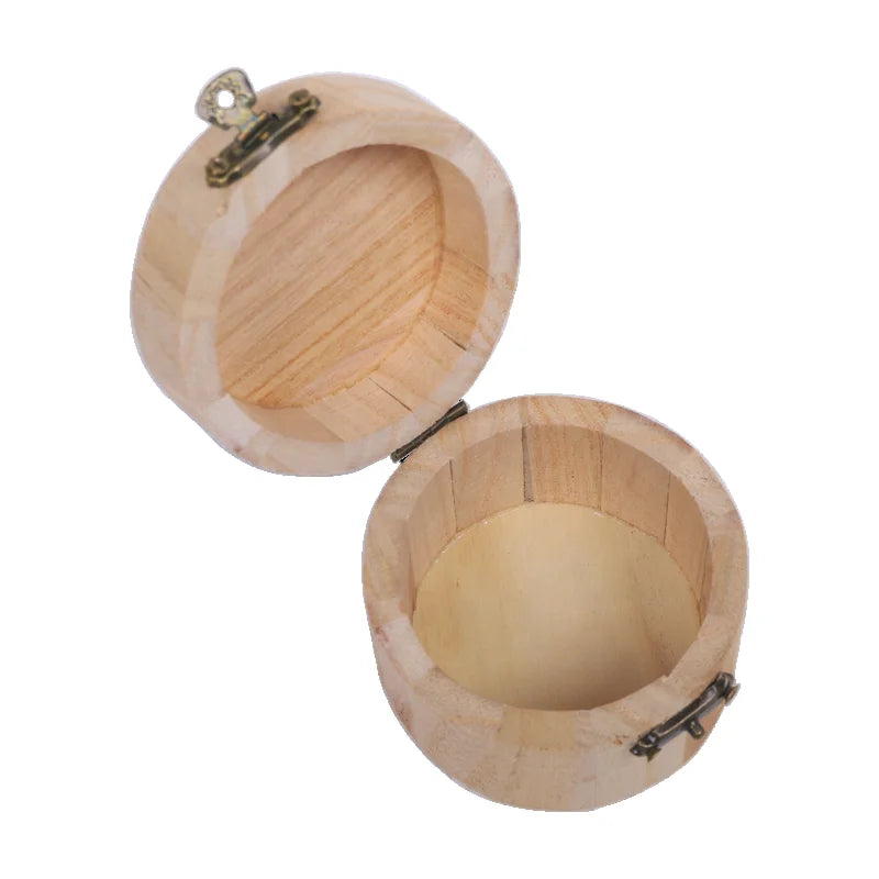 Factory Wholesale Unfinished Tea Jewelry Gift and Crafts Storage Box Customized Round Wooden Toy Box with Hinged Lids