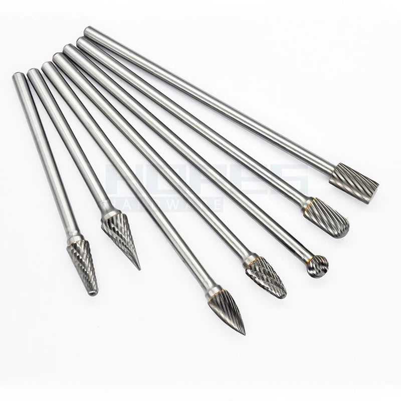 Single Double Cut Tooth Rotary File Tungsten Carbide Burr with 3mm Shank Lengthen 75 100mm Grinding Bits Deburring Tools