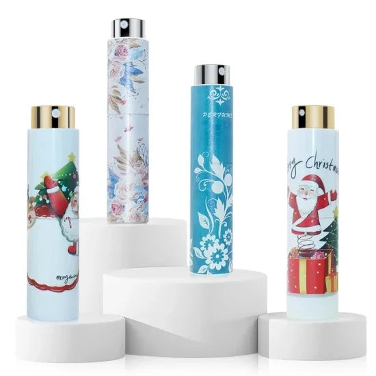 Christmas Twist up Metal Spray Bottle Empty Colorful Round 5ml 8ml 10ml Aluminium Portable Refillable Perfume Atomizer Cosmetics