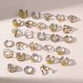 Women's Adjustable Fashion Gold Plated Finger Bands Custom Design Non-Tarnishing Stainless Steel Hypoallergenic Opening Rings