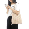 2023 Fashionable Foldable Geometric Vintage Knitted Shoulder Tote Bags Women Pleated Design Two Open Portable Daily Casual