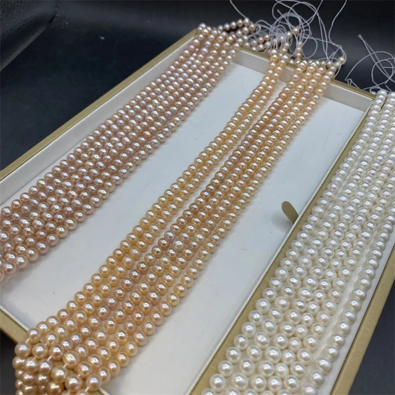 White Pink Purple 3A 6-7mm Grade Nearly Round Natural Genuine Wholesale Freshwater Pearl String Wholesale Price