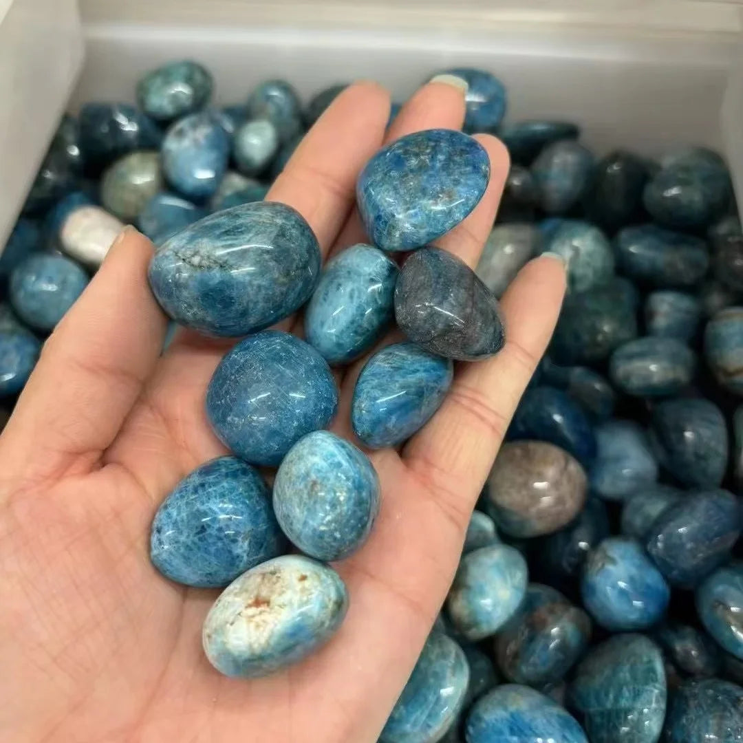 Blue  Natural Quartz Crystal Healing Stone  Blue Apatite Tumbled Stone for Reiki