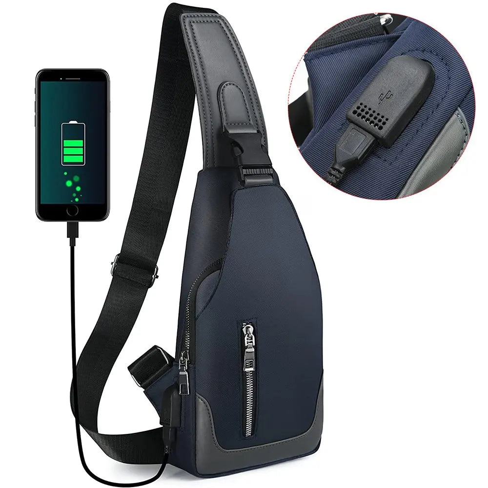 AYPPRO Lightweight Nylon Crossbody Bag for Women Men USB Charging Port Hiking Cycling Travel Outdoor Sports Messenger Bag