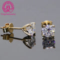 1ct X 2 Round Moissanite Diamond Stud Earrings for Women Simple 4 Claws 18K Yellow Gold Fine Jewelry with GRA Certificate