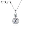 CZCITY 925 Sterling Silver Dainty Charm VVS Jewelry Necklace for Lady Moissanite Diamond Pendant
