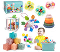 Jiexunda 6 in 1 Baby Toys Montessori Toddler Toys 1 to 3 6 to 12 Monthsbaby Teething Baby Toys Stacking Blocks