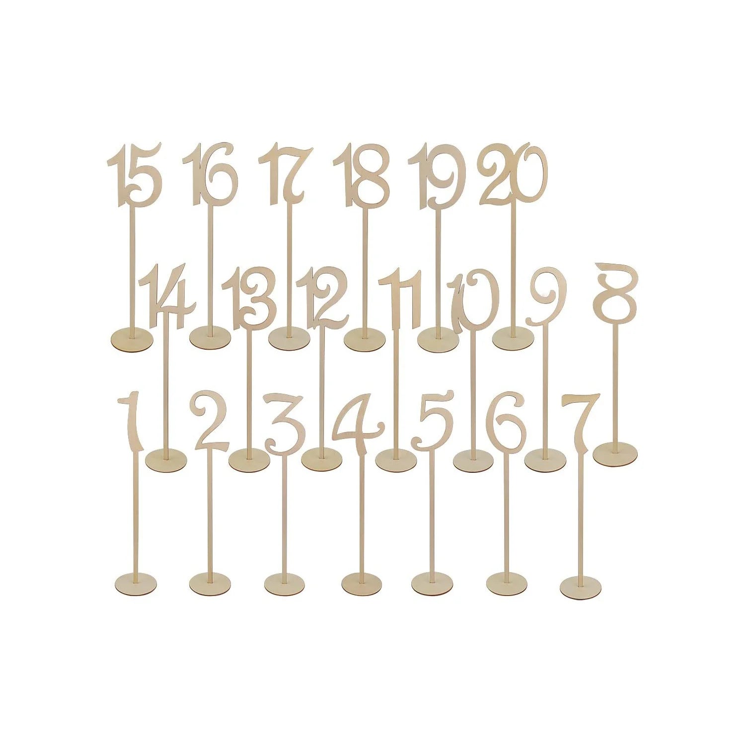 TaiLai Wooden Table Numbers Wood Wedding Table Numbers with Sturdy Holder Base Wooden Catering Reception for Party Home Wedding