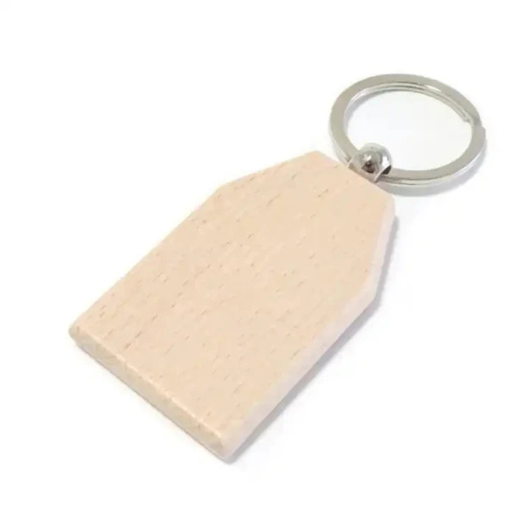 High Quality Engraving Logo Rectangle Square Round Heart Blank Wooden Keychain