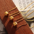 Cylinder Pendant 316L Stainless Steel Jewelry Zircon 18K Gold Plated Necklaces Bulk