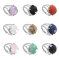 High Quality Fashionable Round Carabiner Finger Jewelry Natural Colored Gemstone Travel Ring for Women