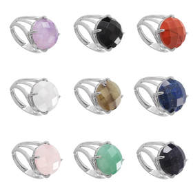 High Quality Fashionable Round Carabiner Finger Jewelry Natural Colored Gemstone Travel Ring for Women