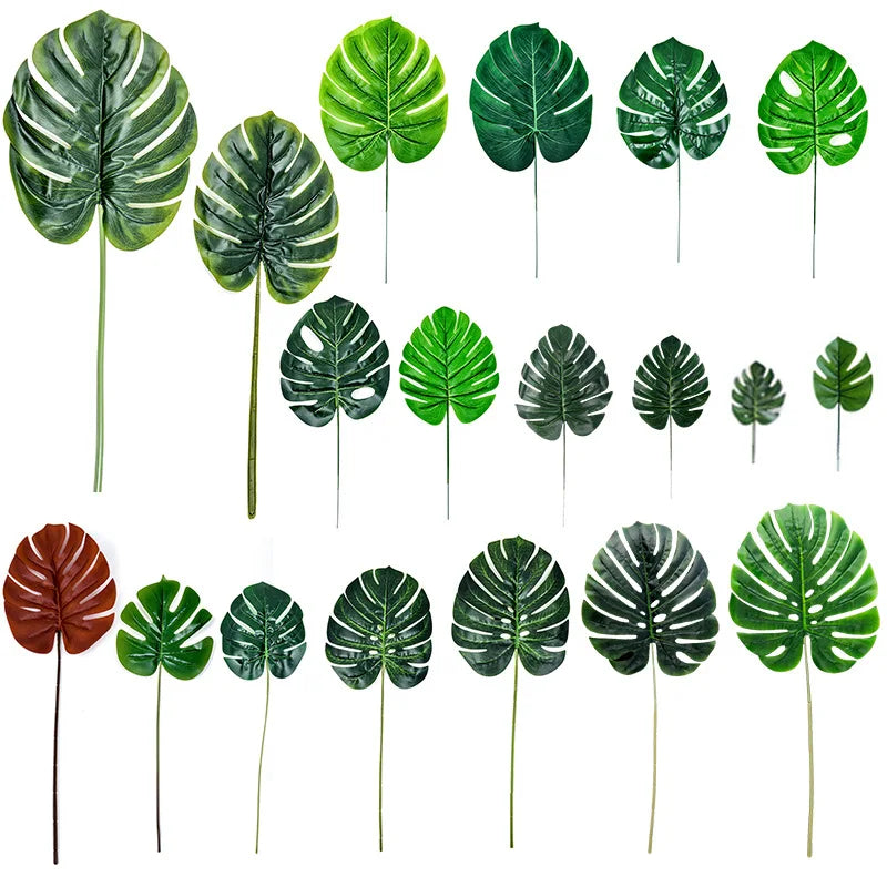 D-LE001 Artificial Green Leaves Palm Turtle Leaf Christmas New Arrival Eucalyptus Leaves for Wedding Home Decor