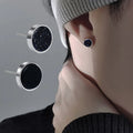 Hip Hop Hypoallergenic Sterling Silver Post Earrings Black Stud Earring 925 Sterling Silver Earrings for Men  Sensitive Ears