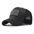 New USA Flag Woven Embroidered Baseball Cap Washable Breathable Mesh Trucker Cap