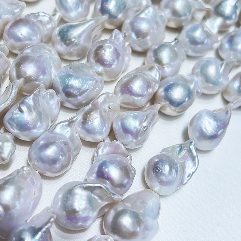 AAA Grade Baroque Large Freshwater Pearl Jewelry Natural White and Pink Gold-Colored Beads for Loose Use Custom Hole MegaBDM