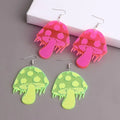 Spoof Hyperbole Plant Pendant Resin Earrings Pink Yellow Neon Leaf Smiling Sad Face Mushroom Aliens Letter Acrylic Drop Earrings