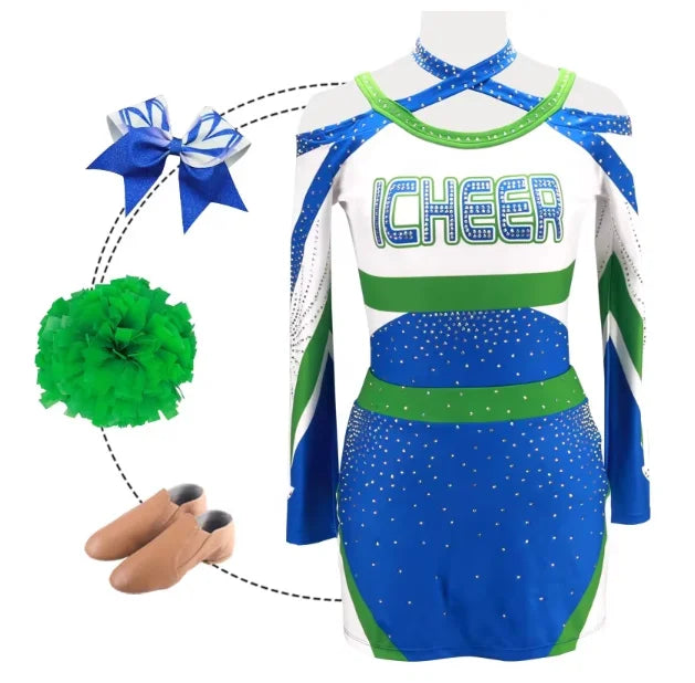 Custom Cheerleading Uniform Sets Competition Pink/Orange/Black Rhinestone Skirt Designs Spandex/Polyester Custom Logo Colors