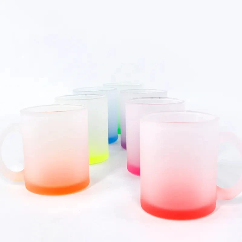 11oz Sublimation Blanks Frosted Colorful Glass Beer Mugs for Heat Transfer Printing