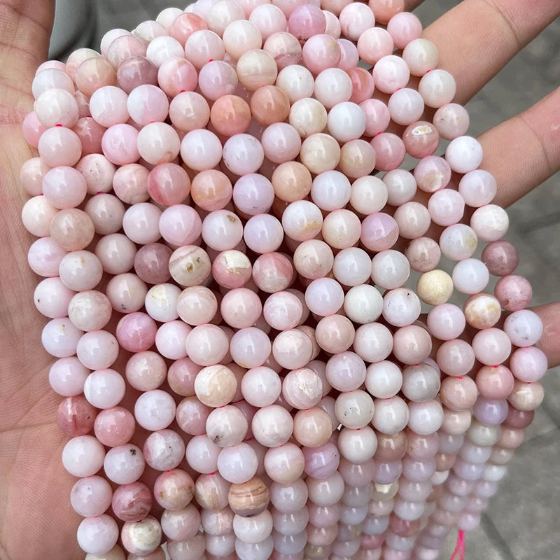 Wholesale Imported Natural Pink Opal Gemstone Beads 6mm 8mm Round Smooth Loose Natural Pink Opal Beads