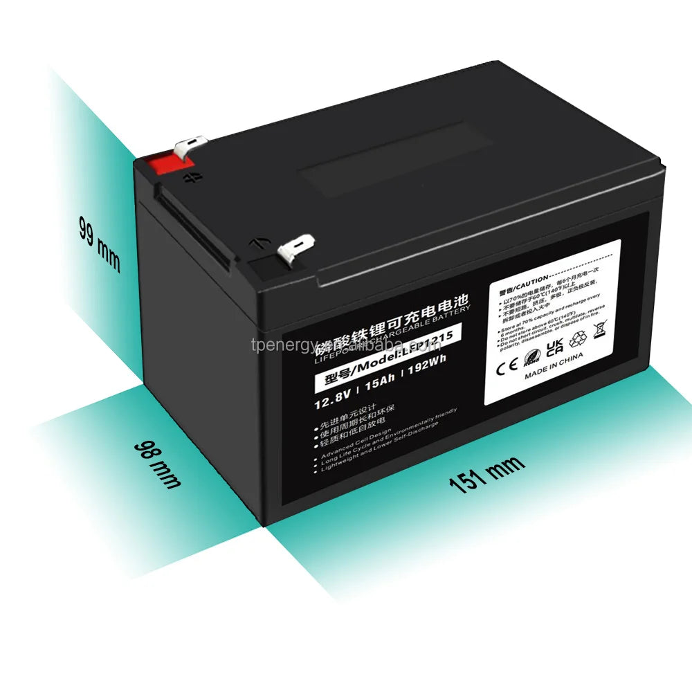 12V Lifepo4 Battery 15Ah Lead Acid Batteries Lithium Replacement Deep Cycles Electric Bicycle Motorcycle Battery Pack MegaBDM