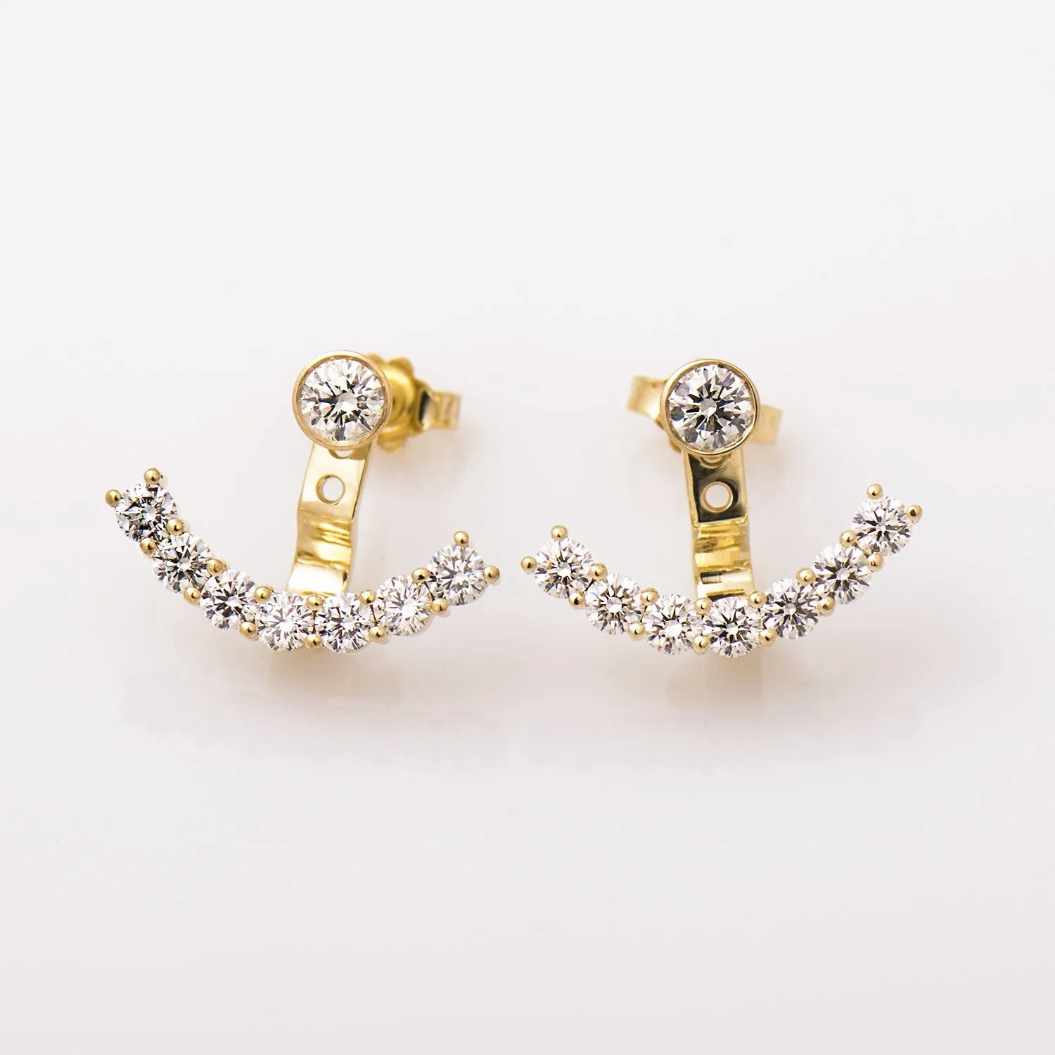 Wholesale 18K Gold Plated Front and Back 2 in 1 Cubic Zirconia Jackets Earring for Women Hypoallergenic Jewelry