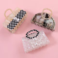 Midairy OEM ODM Cute Cartoon Fashion Bag Inlaid Pearls With Spliced  Hair Claw Clip for Ladies Hair Accessories 75X45mm 4167