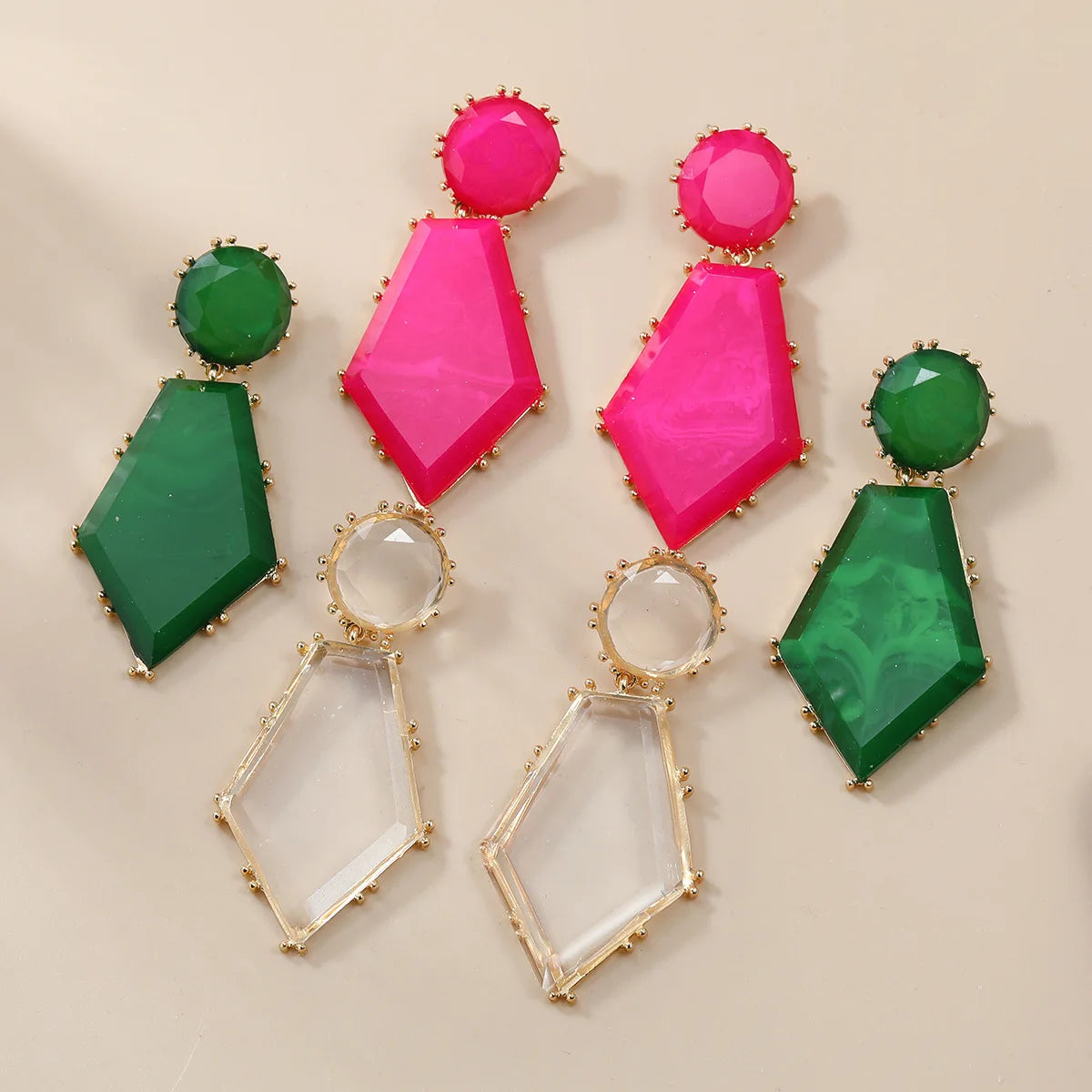Bohemian Jewelry Acetic Acid Earrings Exaggerated Round Hexagonal Earrings From Europe and America Earrings for Women
