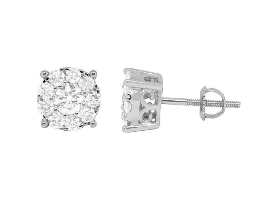 Hip Hop Jewelry 14k Real Gold Plated Jewelry Screw Back and Post Stud Earrings Brass Micro Pave Diamond Earring for Men