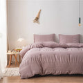 Seersucker 100 Polyester Microfiber Duvet Cover Sets 3 Pieces Bedding Set (1 Duvet Cover + 2 Pillow Cases)
