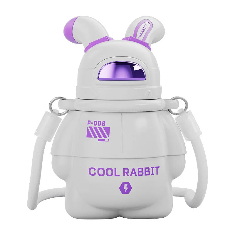 316 Stainless Steel Kids Water Cup 3D Cartoon Astronaut Moon Rabbit Thermos Portable 450ml Vacuum Water Bottle for Children