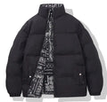 Custom logo Cold Winter Black Down Jacket Men's Thick Coat Double Sided Stand Collar Winter Warm Down Coat