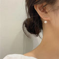 SC Simple Gold Color Small Earrings Party Jewelry New Korean Crystal Line Metal Pearl Stud Earrings for Women
