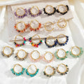Tarnish Free Jewelry 18k Gold Plated Stainless Steel Earrings Waterproof Multicolor Natural Stone U-shaped Hoop Earrings