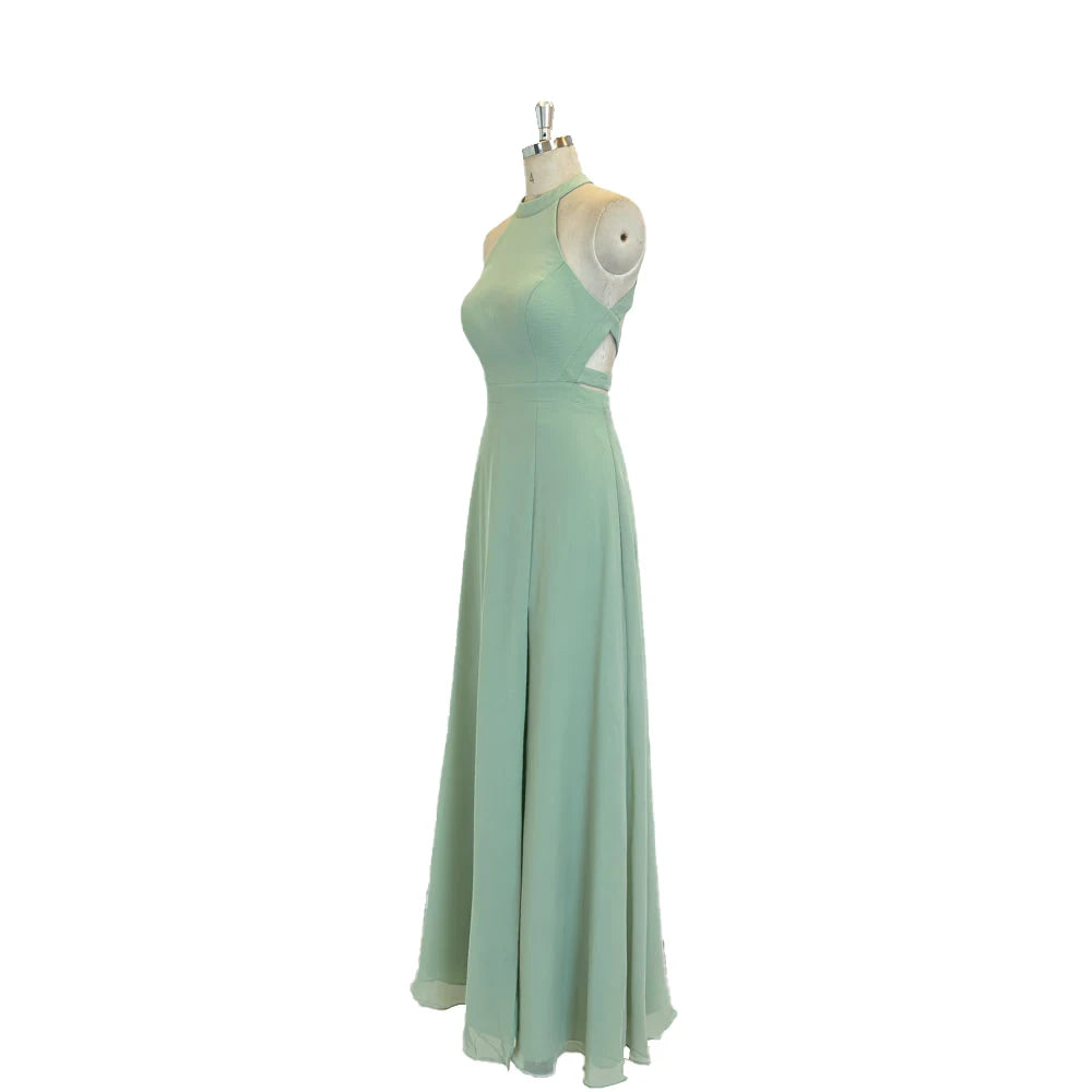 TEENYEE Cross Back Wedding Elegant Evening Long Dresses Sage Green Formal Dress for Birthday Party Women 2026