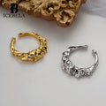 ICEBELA Jewelry Korean Version Simple Niche Design Ring Sterling Silver S925 Irregular Hammer Texture Index Finger Ring Female