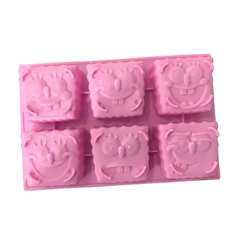 Hot Selling 6-Cavity Cartoon Silicone Mold for DIY Handmade Soap and Chocolate Cake for Soap and Ice Cube Tray