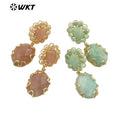 WT-E720 Gorgeous Faceted Stone Made Earrings Women Gold Claw Setting Handmade Sun Stone Dangle Earrings INS Hot Charming Earring