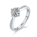 Wish Jewelry High Quality 1 Carat D VVS Moissanite Diamond Engagement 925 Sterling Silver Rings for Women