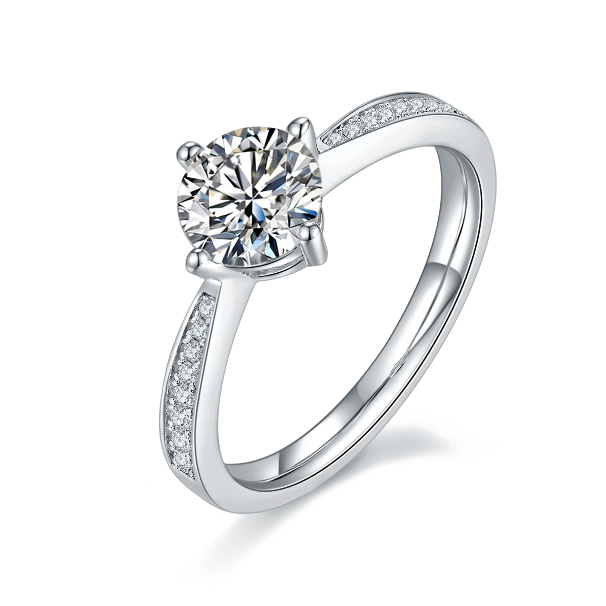 Wish Jewelry High Quality 1 Carat D VVS Moissanite Diamond Engagement 925 Sterling Silver Rings for Women