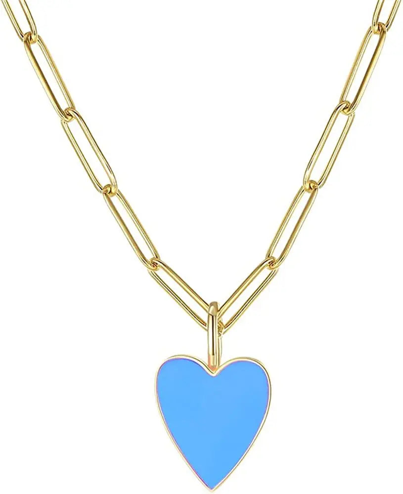 2023 Stainless Steel Jewelry Custom Made Necklace Chain Little Colorful Heart Enameled Heart Necklace Pendant