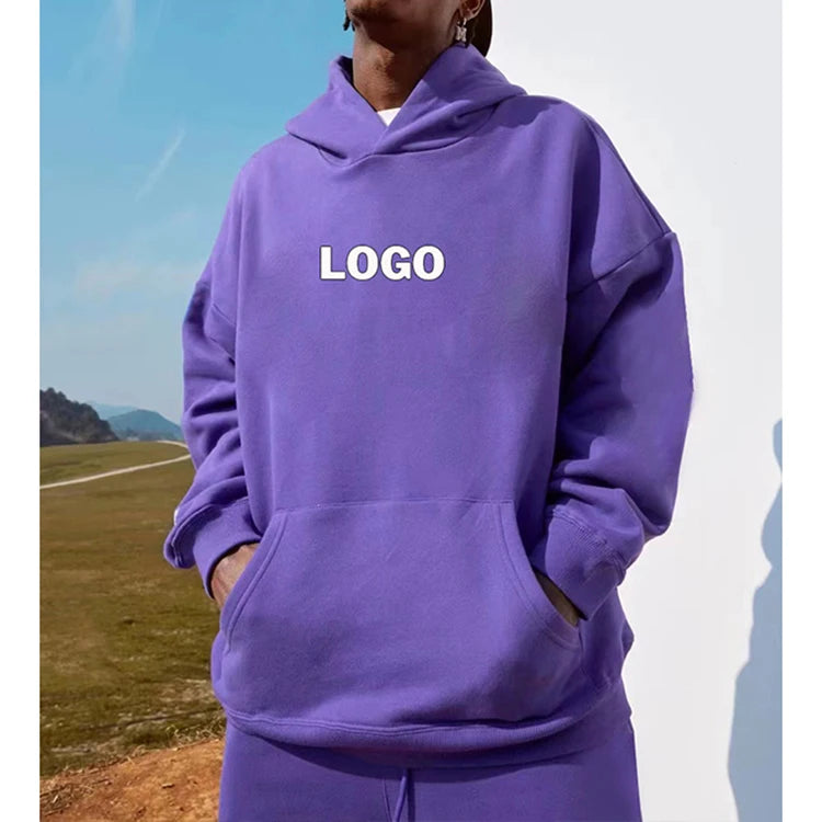 E220720 Custom Hip-hop Hoodie Sweatshirt and Sweatpants Set Men Fleece Two Pieces Set Unisex Streetwear Hoodie and Jogger Set