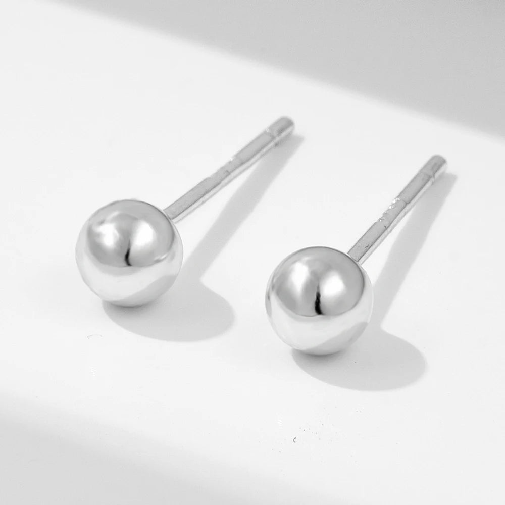 Simple Bead Earrings 925 Sterling Silver Smooth Mini Round Minimalist Stud Earrings for Women Fine Jewelry Wholesale