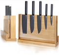Double-Sided Magnetic Knife Block(Natural Bamboo) Strong MagnetsCutlery Display Stand and Storage