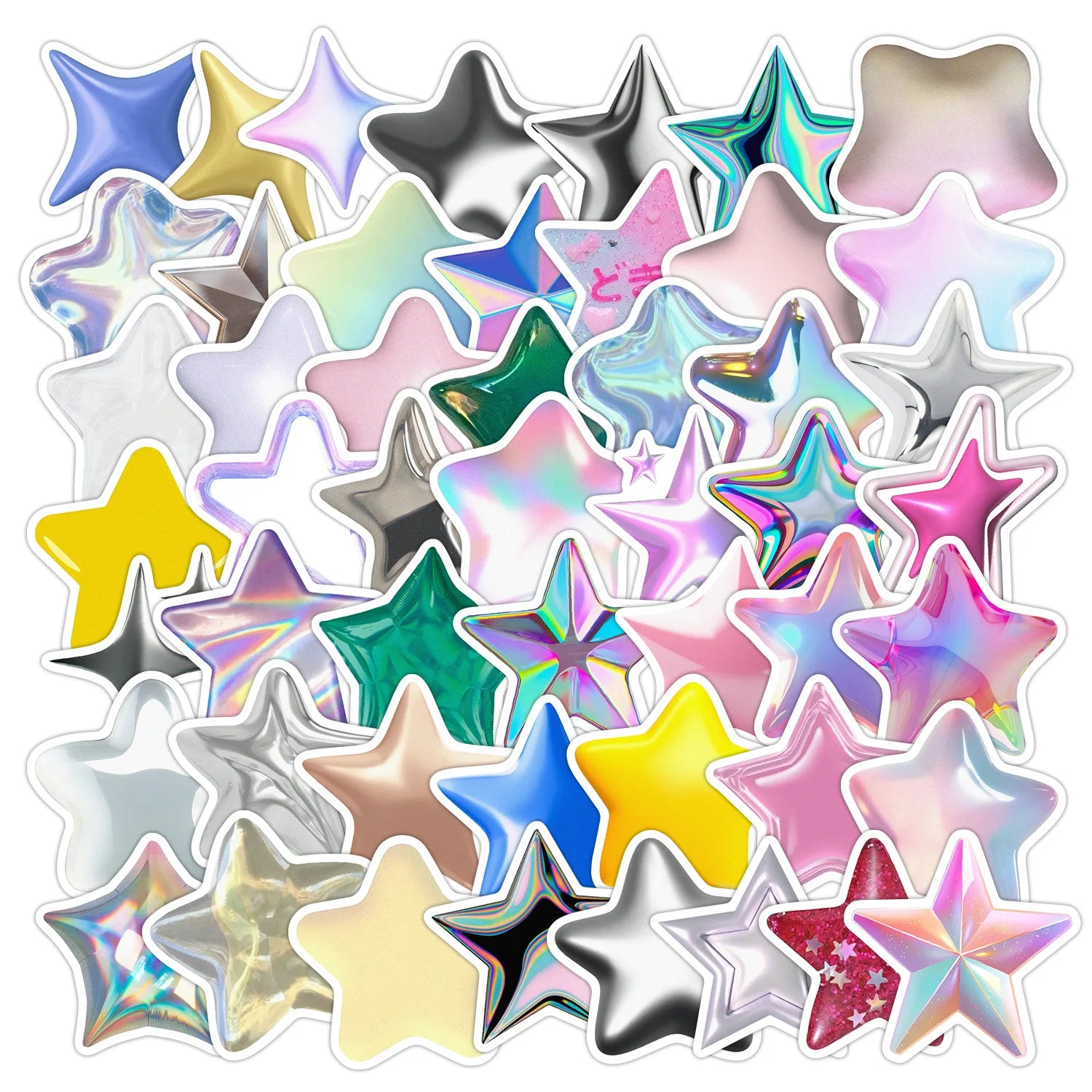 50Pcs 3D Colorful Star Fashion Graffiti Stickers for Window Wall Decor Children Bedroom Decor Sticker