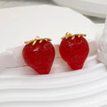 18K Stainless Steel Plated Stud Earrings Exquisite Fashion Straw-berrry Style  for Women