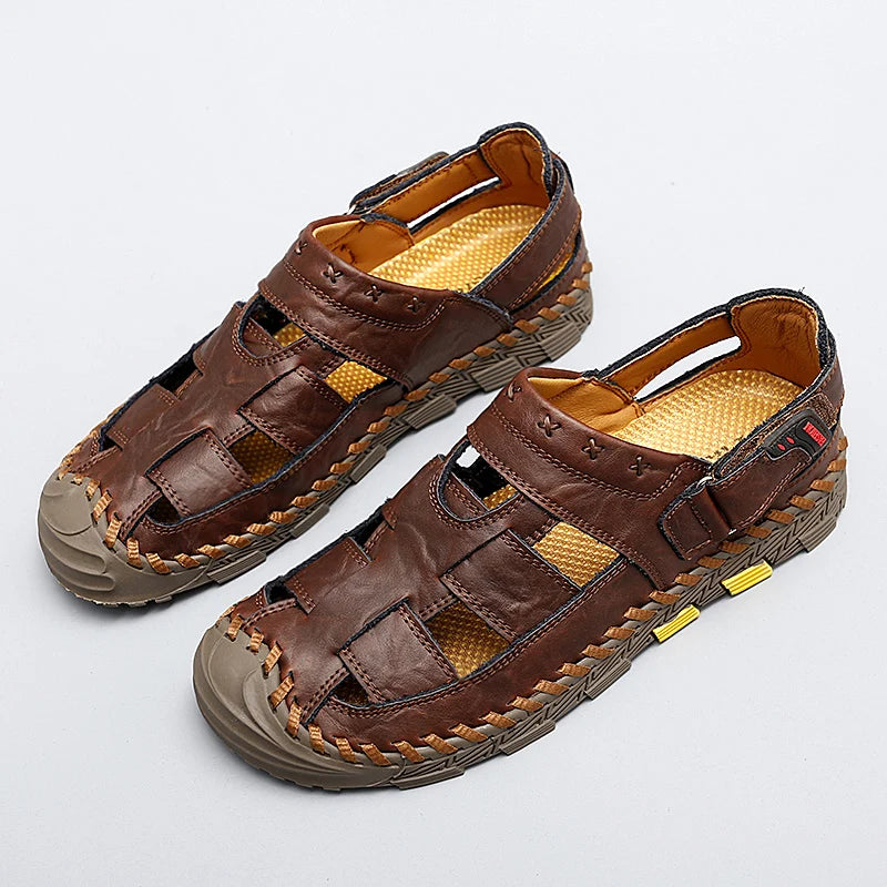 Wholesale Roman Sandals  Casual Light Sport Handmade Leather Hollow Shoes New Arrival Hiking Men Sandals
