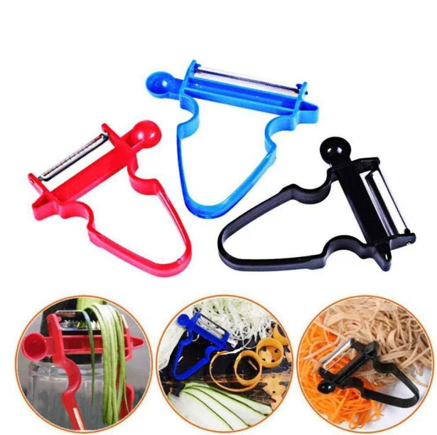 New Multi-functional Magic Trio 1-Piece Plastic Fruit & Vegetable Shredders & Slicers Peeler Set Different Blades (Cathylin)