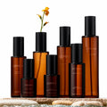 30ml  50ml 60ml 80ml 100ml 120ml Frosted Cosmetic Lotion Pump Fine Mist Glass Spray Bottle With Bamboo Wood Lid
