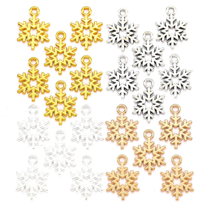 4 Colors Snowflake Charms for Necklace Beads Pendants DIY Handmade Jewelry Accessories 19*14mm L513